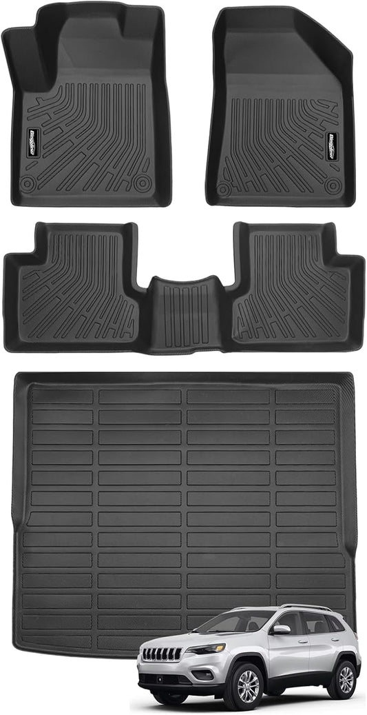Floor Mats for 2019-2023 Jeep Cherokee (Not Fit Grand Cherokee), Trunk Mat All Weather TPE Protector