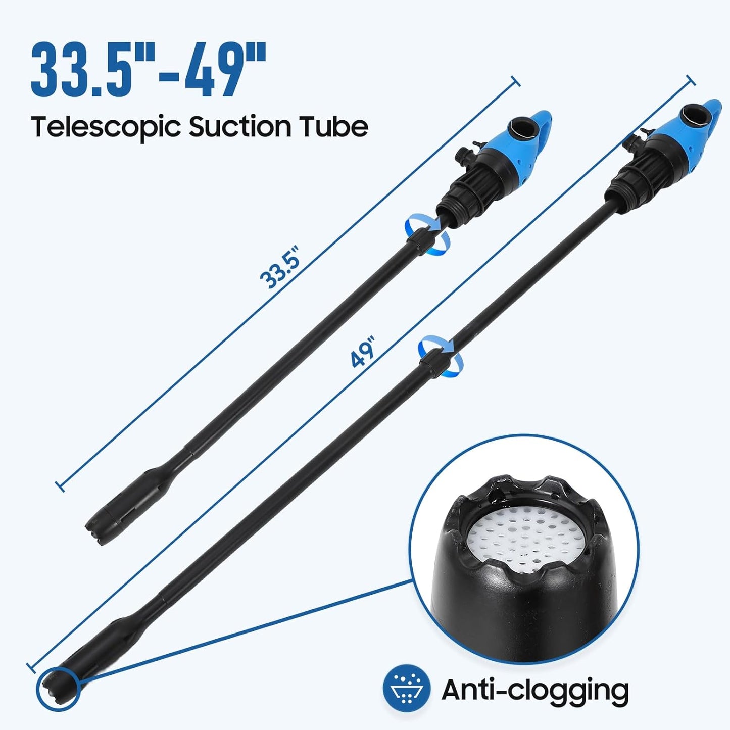 Electric Drum Pump w/ 120V AC/12V DC Power, 33.5''-49'', w/ Swivel Nut Nozzle, 5 Gals/mins Max Flow Rate, Diesel, Water