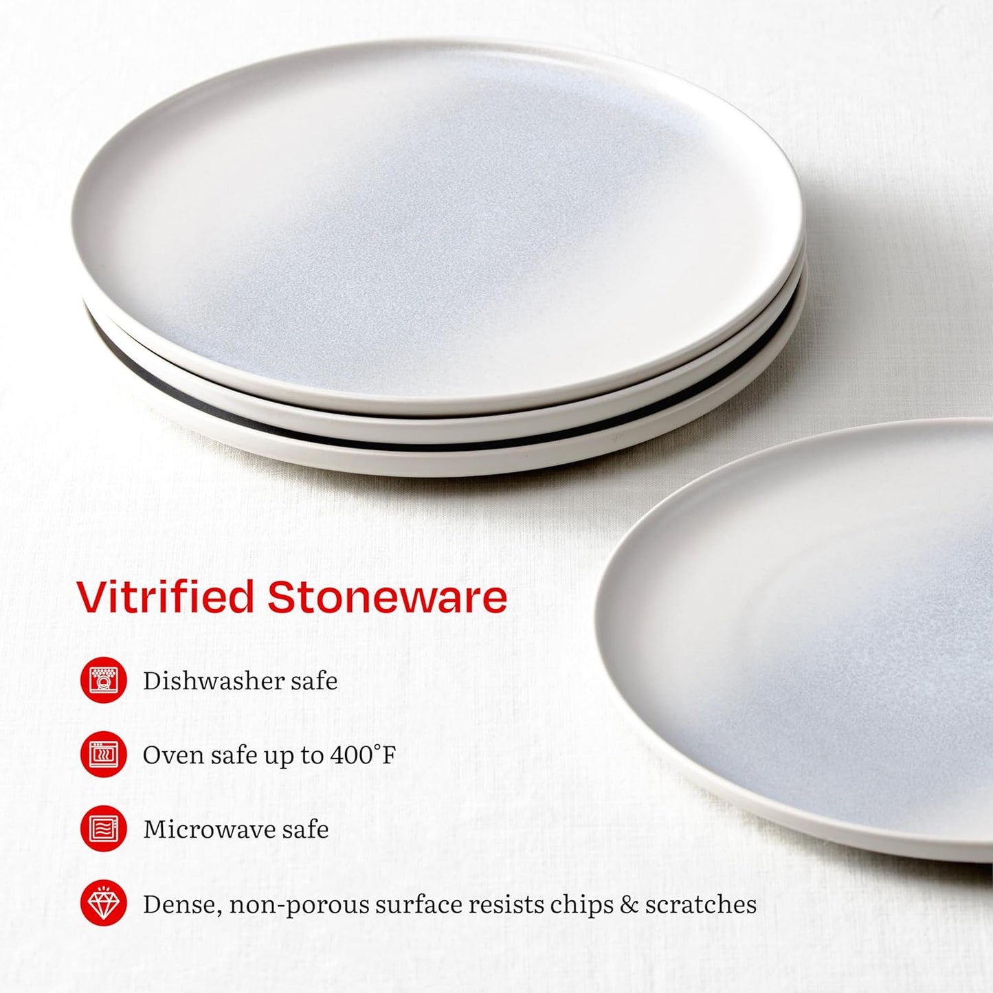 Eater x Zwiesel Fortessa Foss Stoneware, 12 Piece Dinnerware Set (Service for 4), Thermal White