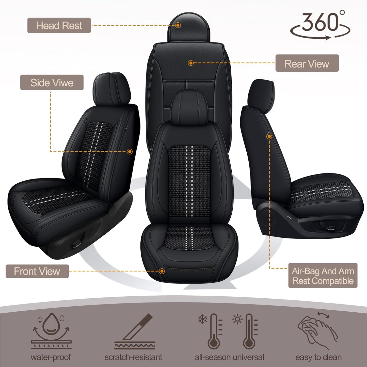 Truck Seat Covers Custom Fit for Tacoma Gen 4Th 2024 2025 Double Cab Sr/Sr5/Trd Prerunner/TRD Sport/TR