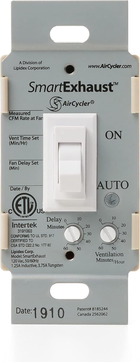 SmartExhaust Programmable Fan/Light Switch with Timer & Wall Control, FV-WCPT1-W, White