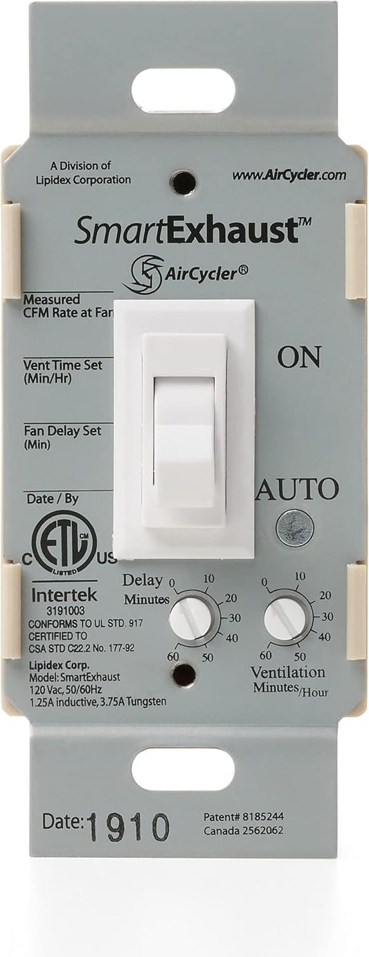 SmartExhaust Programmable Fan/Light Switch with Timer & Wall Control, FV-WCPT1-W, White