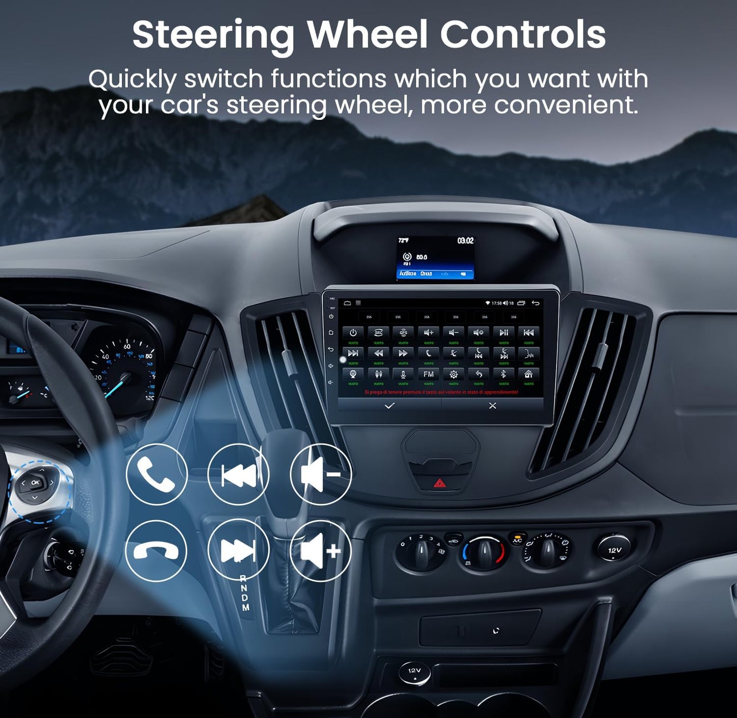 Car Stereo Radio for Ford Transit 150-350 2015 - 2019 : 9 Inches 1280*800HD Touch Screen Wireless Carplay Android