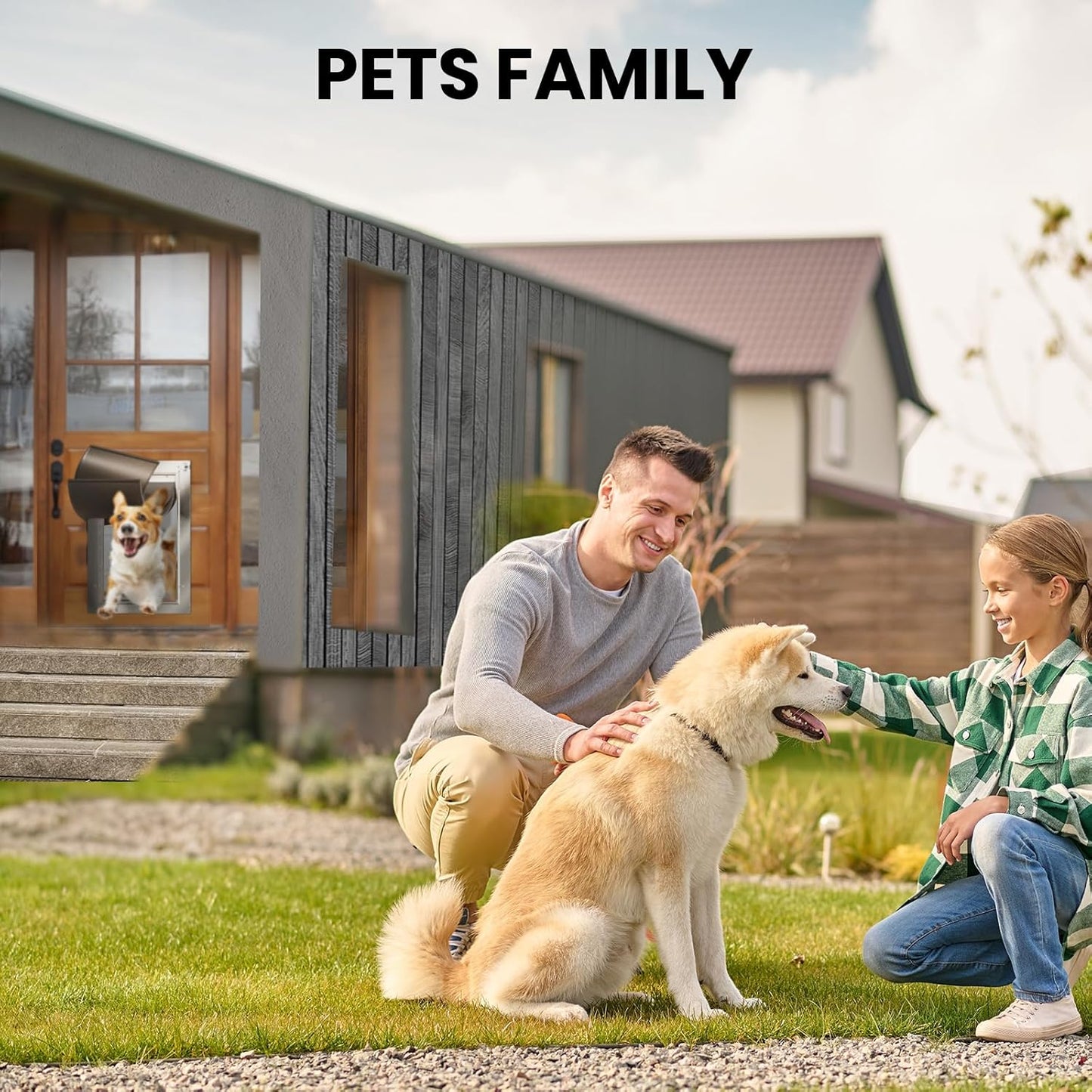 Aluminum Dog Door, Heavy Duty, for Exterior Doors, 2 Magnetic Flaps