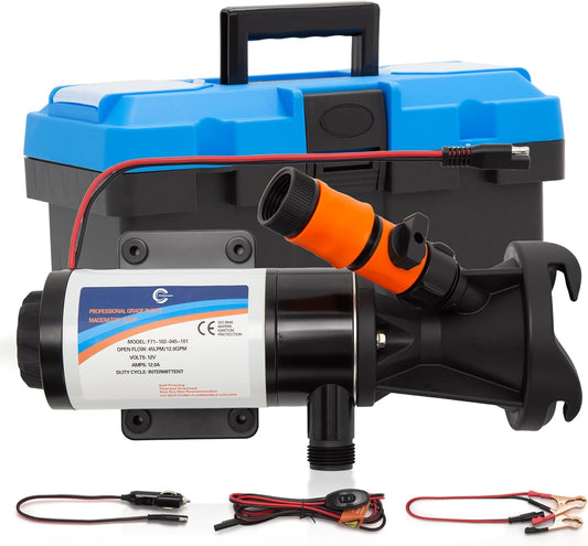 Macerator Pump for RV, Replace Macerator Pump 18555-000A, 12V 12GPM Sewage-Pump, Self-Priming