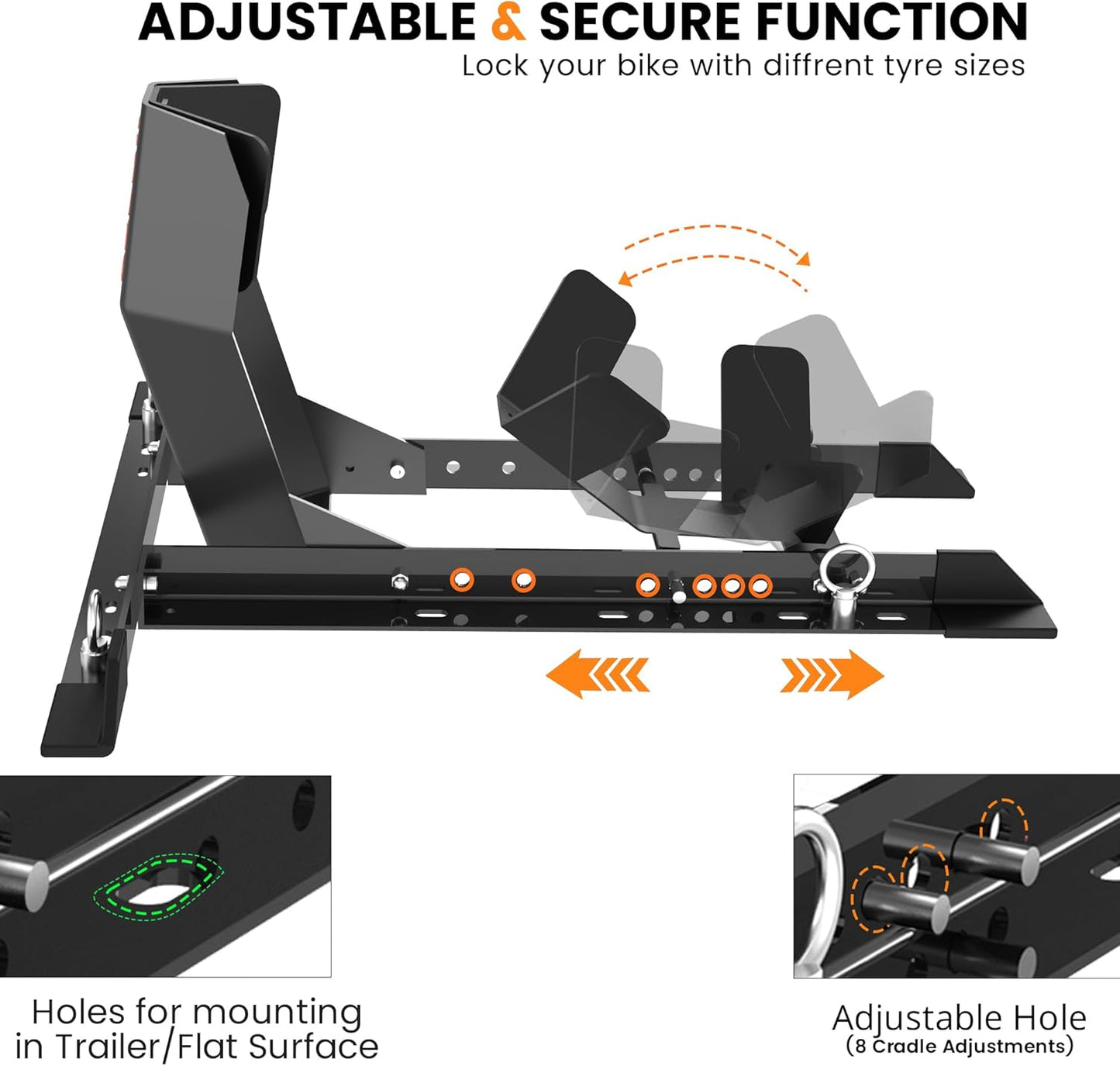 Universal Wheel Chock for Motorcycle Stand for Trailer Completely Adjustable Detachable