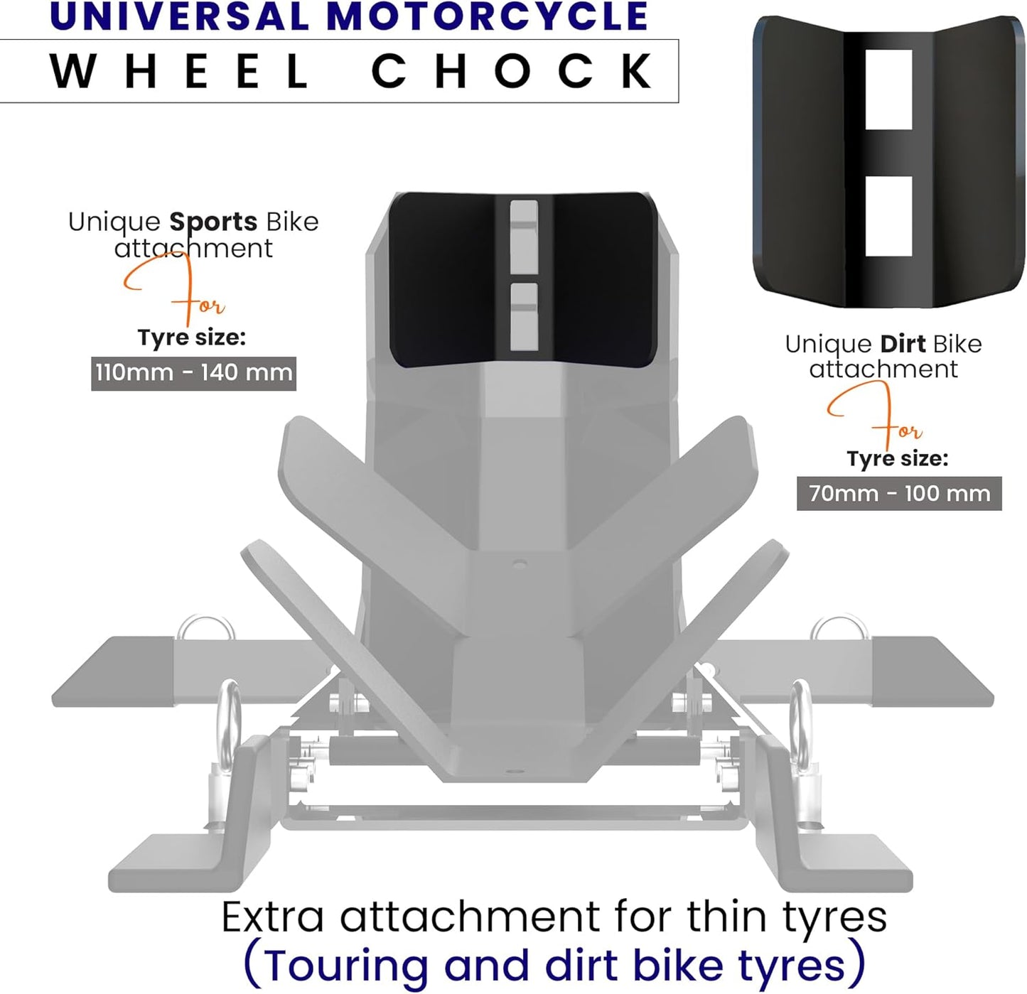 Universal Wheel Chock for Motorcycle Stand for Trailer Completely Adjustable Detachable