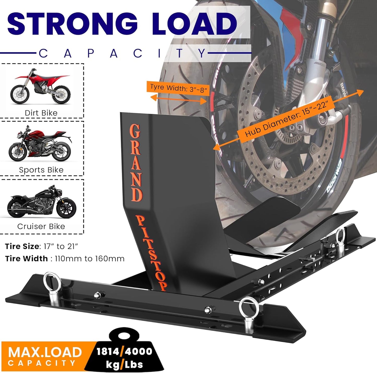 Universal Wheel Chock for Motorcycle Stand for Trailer Completely Adjustable Detachable