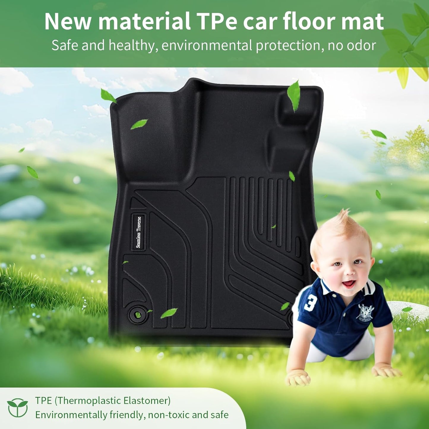 Floor Mats for 2023 2024 2025 Honda Pilot,All Weather Protection TPE Floor Mats Accessories Custom Fit, Black