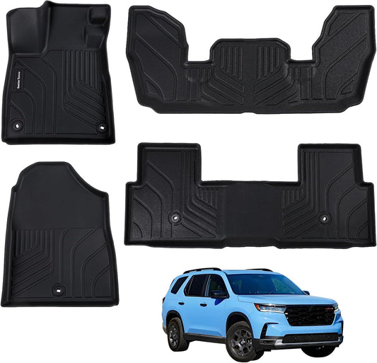 Floor Mats for 2023 2024 2025 Honda Pilot,All Weather Protection TPE Floor Mats Accessories Custom Fit, Black