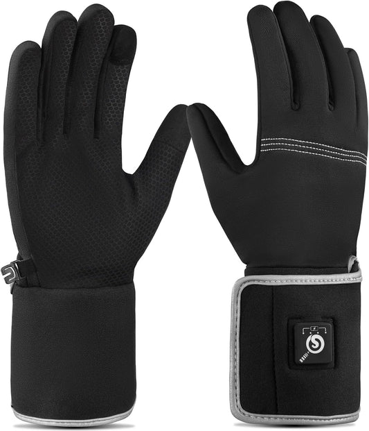 Heated Glove Liners for Men & Women, 7.4V 2200mAh Rechargeable Thin Gloves, 10s Fast Heating, (XXS)