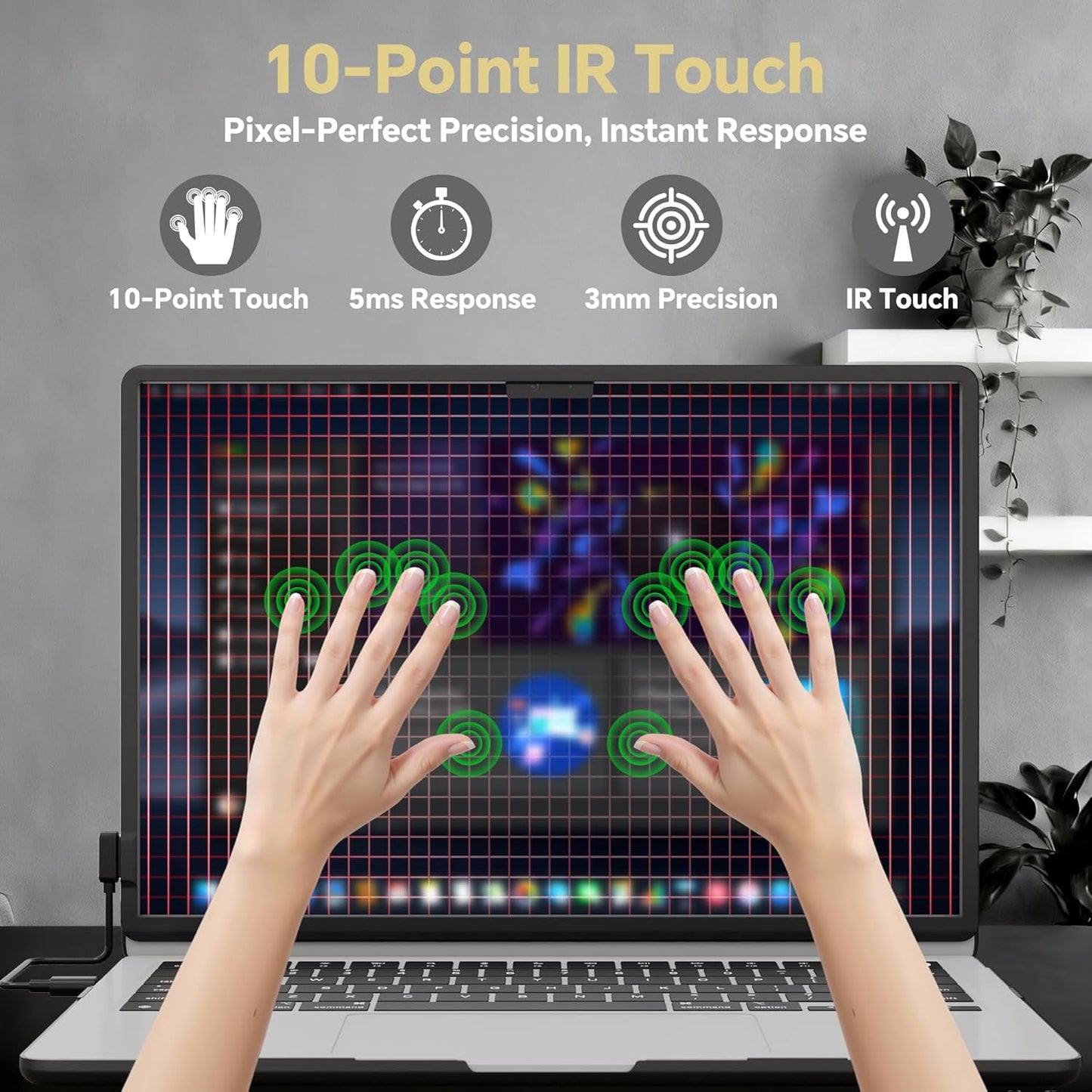 10-Point Infrared Touch Screen Frame for MacBook Air 15 Inch, High-Precision Magnetic Touchpad, Stylus Pen Included