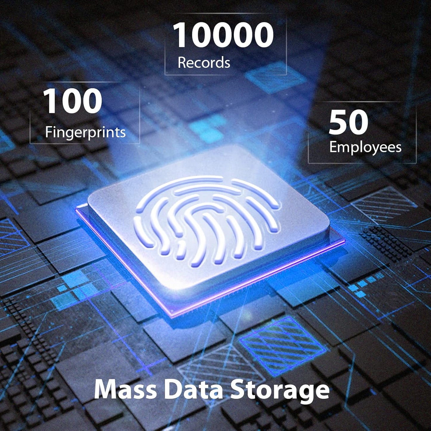 Fingerprint & PIN Time Clock for Small Business, with iOS/Android App, No Monthly Fee, 2.4GHz WiFi, Black