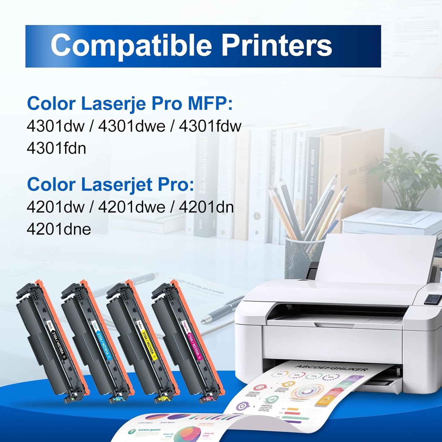 =210A Toner Cartridges 4 Pack Compatible for HP 210A 210X 210 Toner, HP Color Laserjet Pro MFP 4301fdw 4301fdn