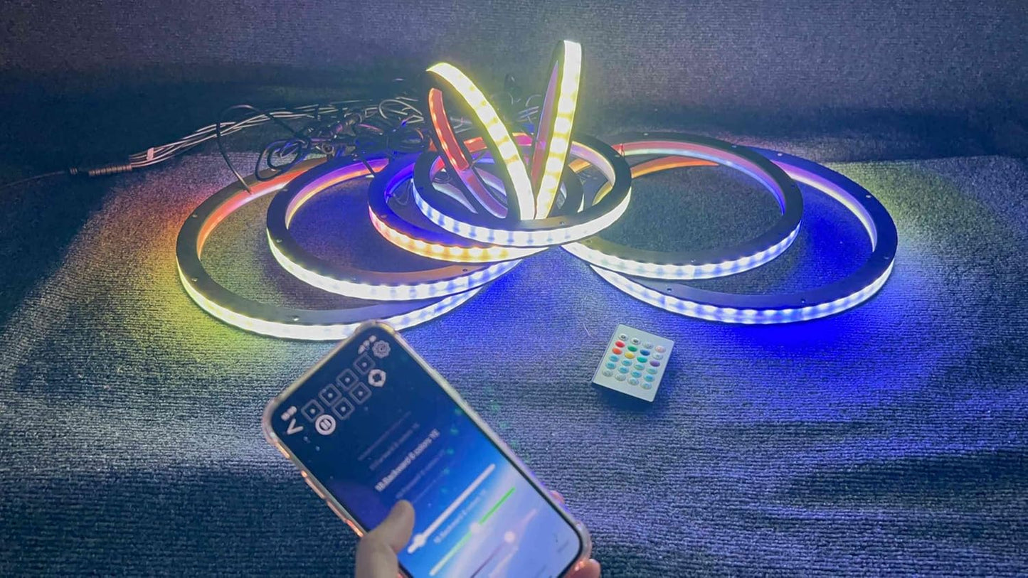 8 PCS 6.5' RGB Multi-Color LED Speaker Rings Lights for Car & Truck Audio, with RF Remote & Bluetooth Control