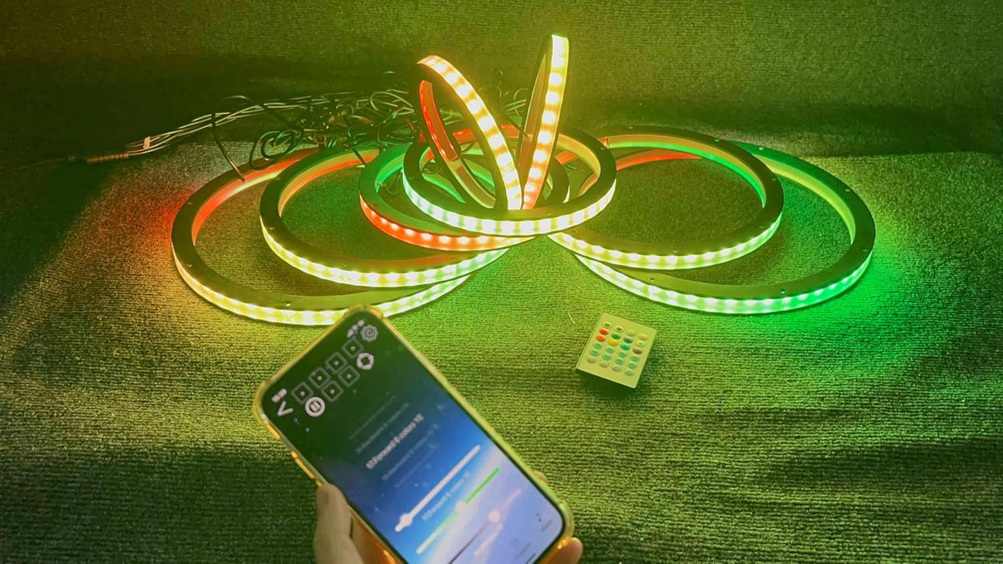 8 PCS 6.5' RGB Multi-Color LED Speaker Rings Lights for Car & Truck Audio, with RF Remote & Bluetooth Control