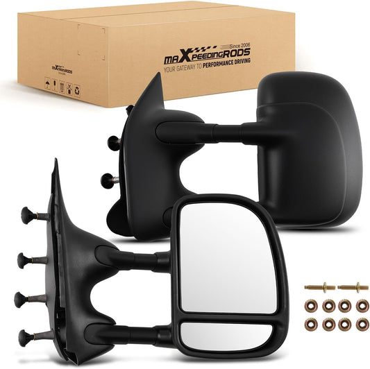Pair Driver & Passenger Side Manual Towing Mirror for Ford E-350 Super Duty/E-150/E-250/E-150, Telescoping & Folding