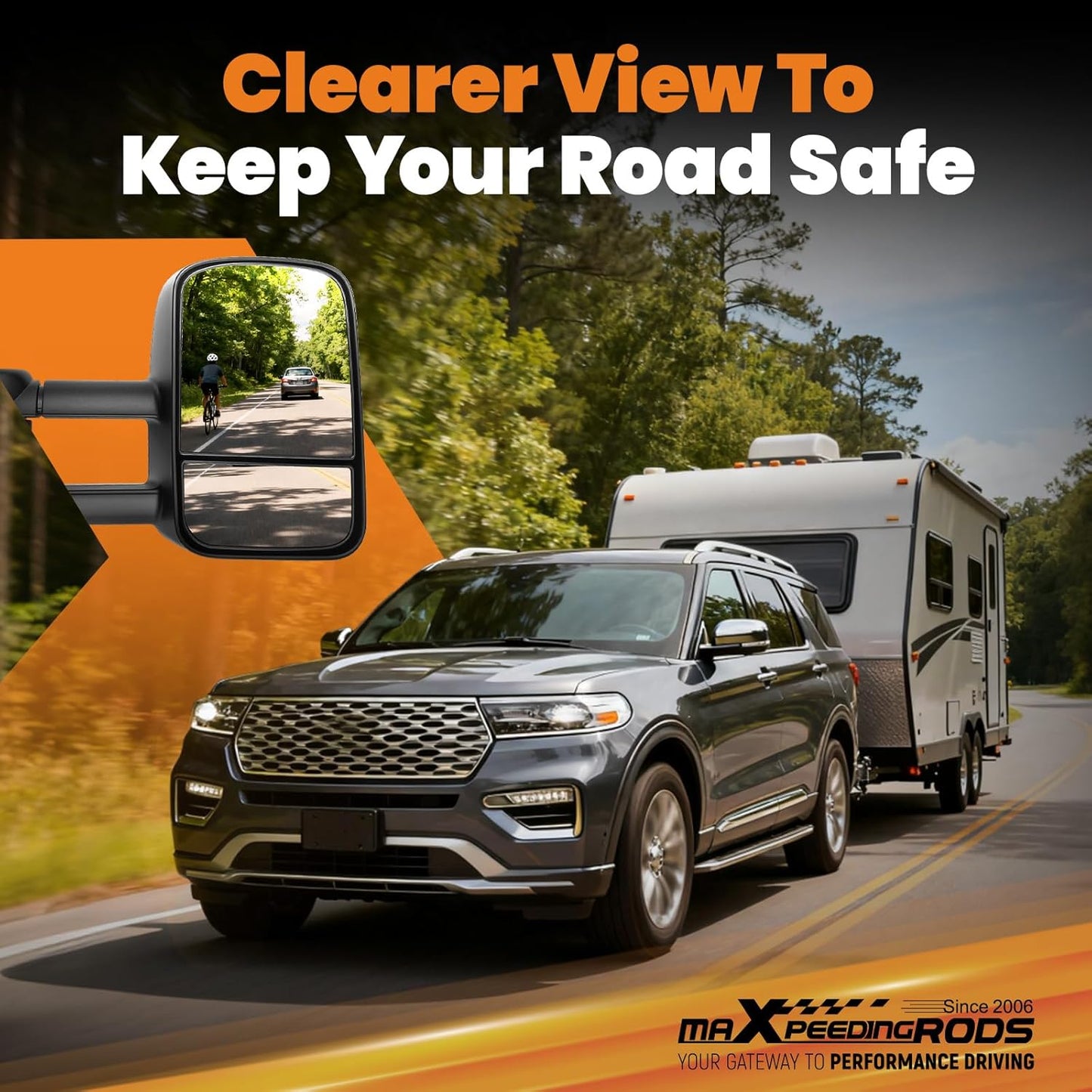 Pair Driver & Passenger Side Manual Towing Mirror for Ford E-350 Super Duty/E-150/E-250/E-150, Telescoping & Folding