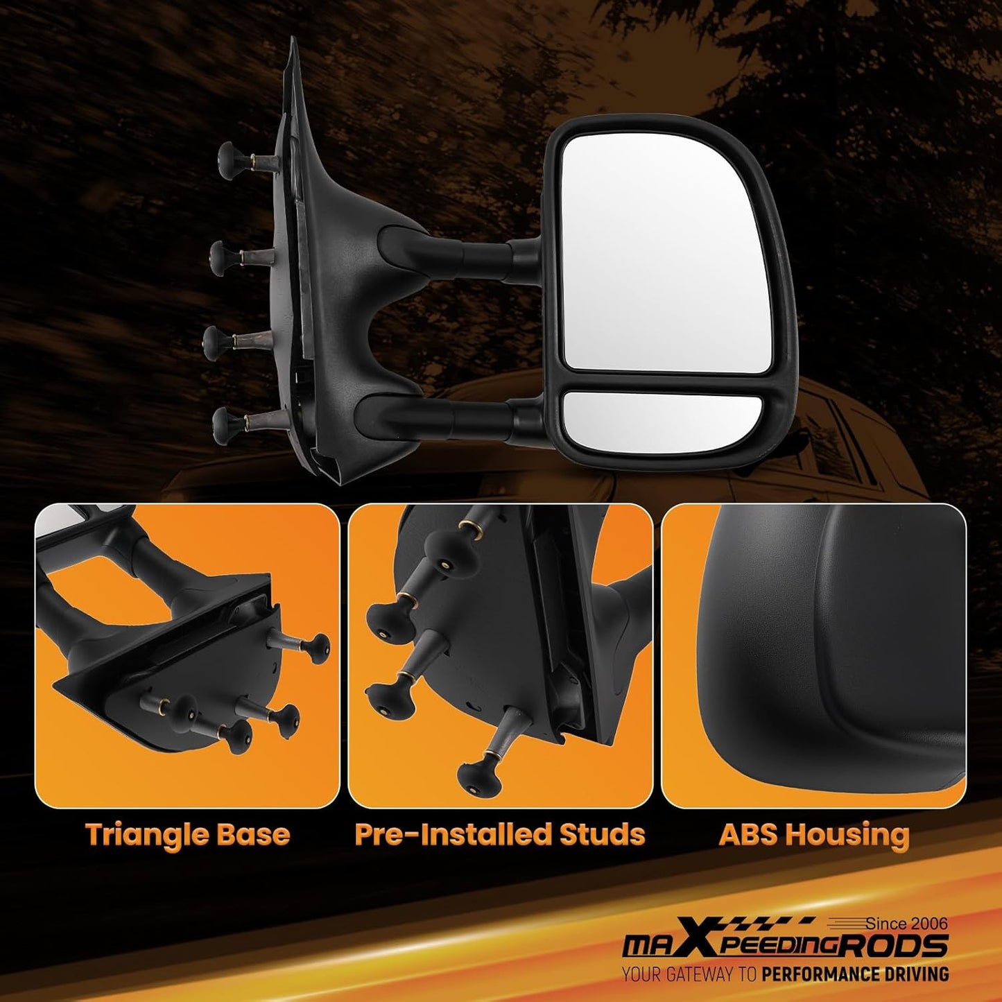 Pair Driver & Passenger Side Manual Towing Mirror for Ford E-350 Super Duty/E-150/E-250/E-150, Telescoping & Folding