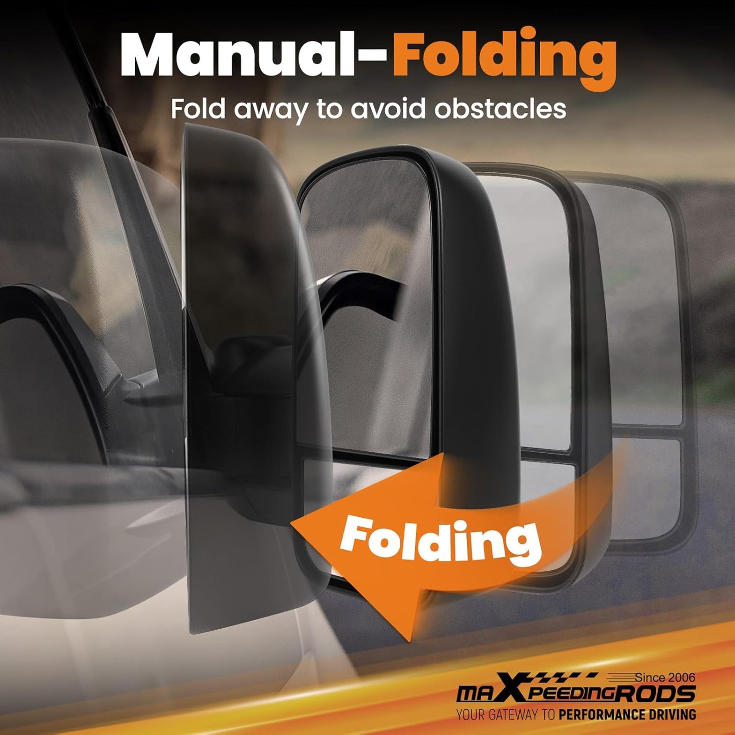 Pair Driver & Passenger Side Manual Towing Mirror for Ford E-350 Super Duty/E-150/E-250/E-150, Telescoping & Folding