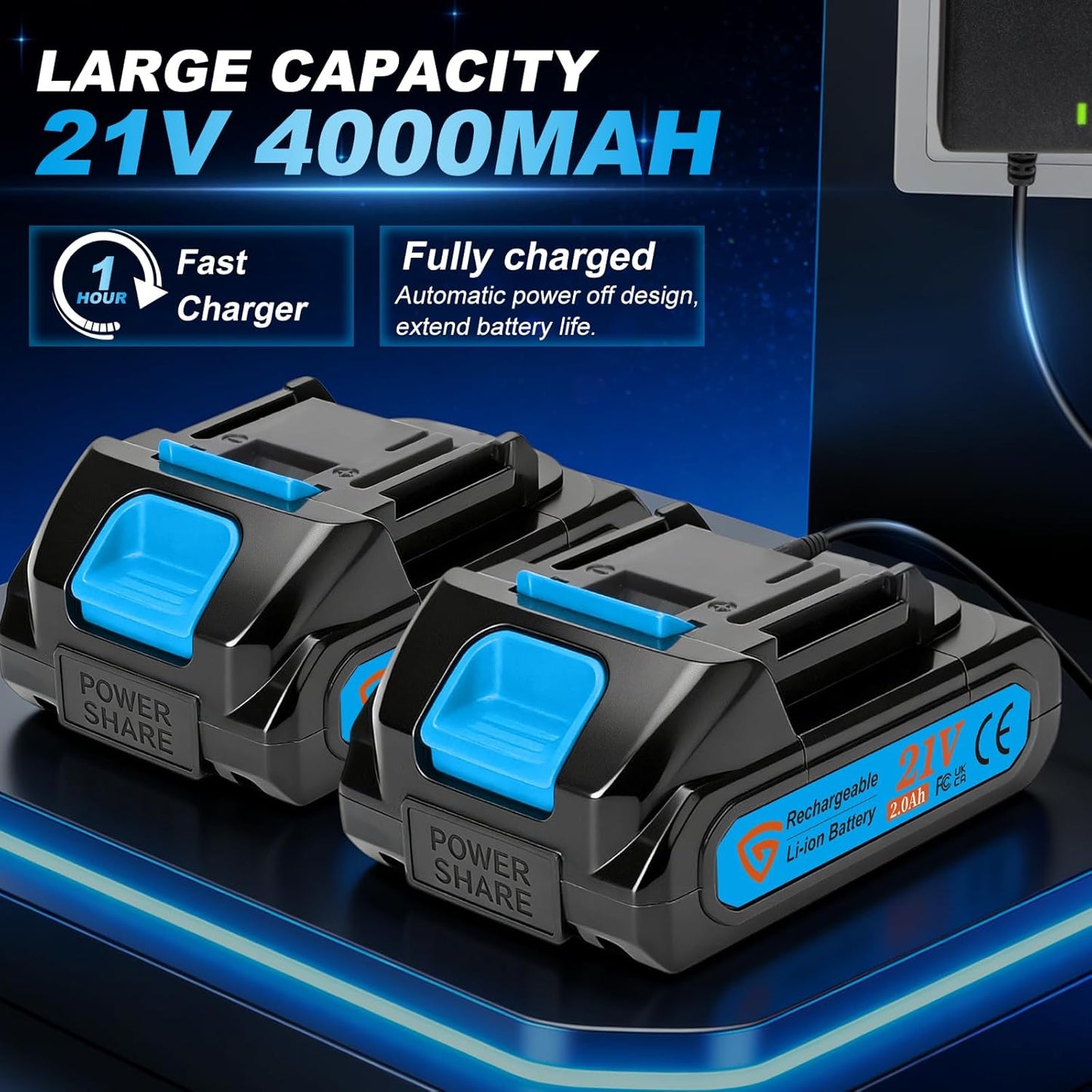 Cordless 18 Gauge Brad Nailer, 2-in-1 21V Nail Gun with 2×2.0Ah Batteries & Charger, Adjustable Depth, Nail Included