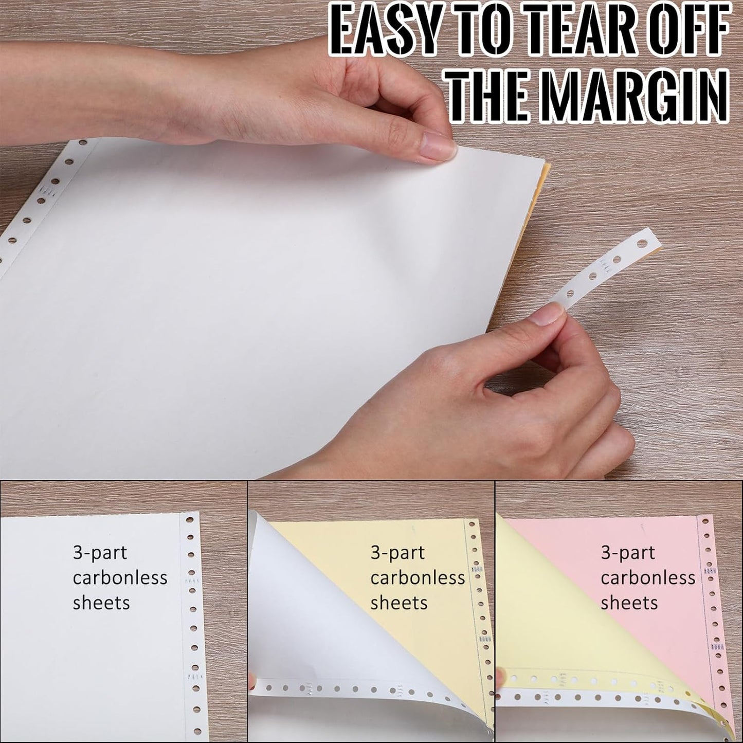 3600 Sheets Continuous Carbonless Computer Paper, 9.5'x11' 3-Part Perforated Copy Paper for Dot Matrix Printer