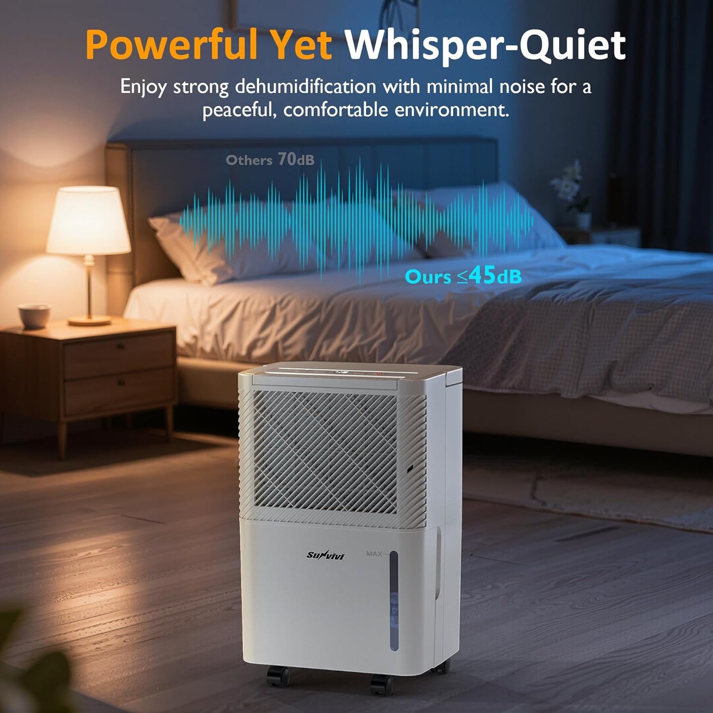 25 Pint Dehumidifier with Drain Hose for Rooms up to 1500 Sq.Ft, 71OZ Tank, Auto Shut Off, 24H Timer