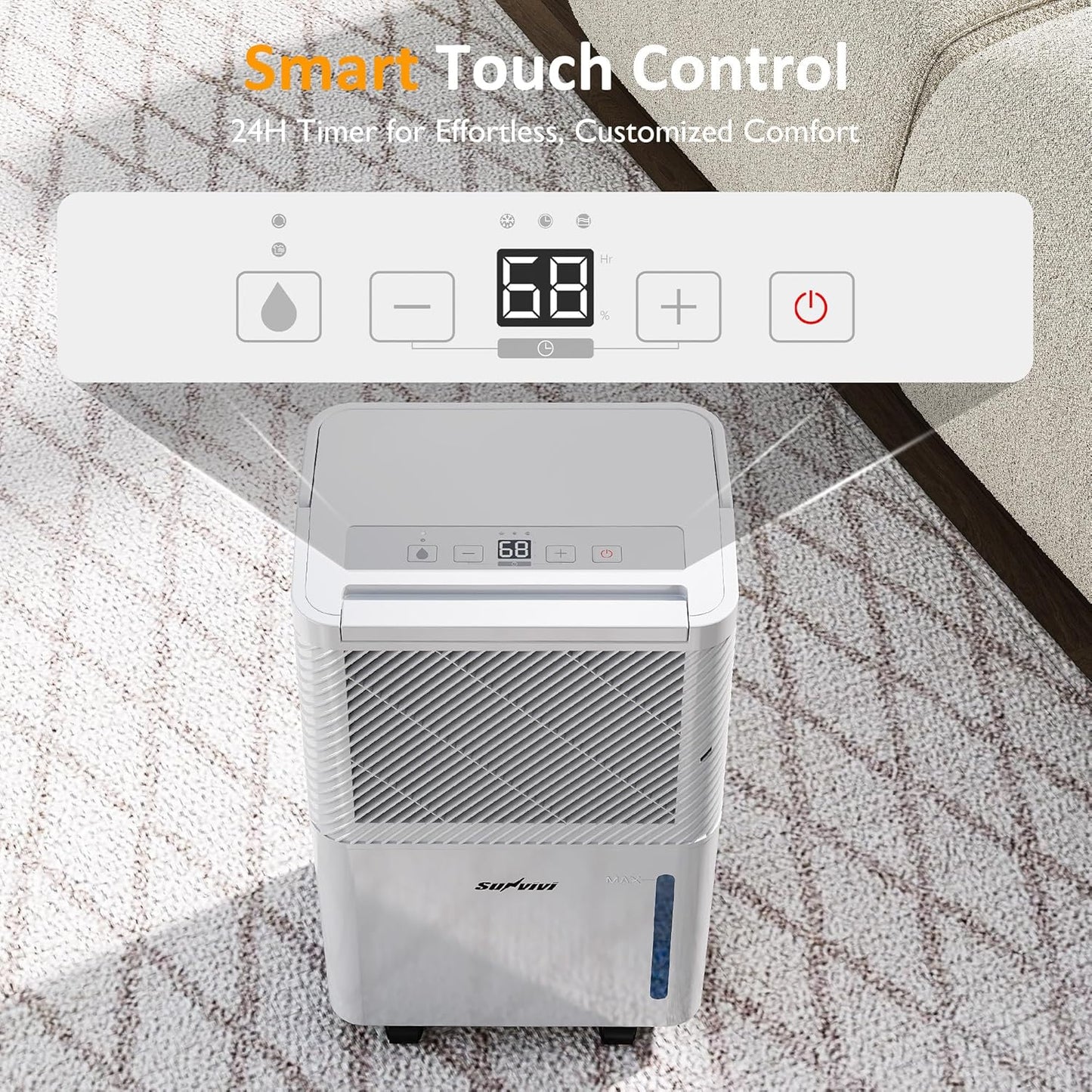 25 Pint Dehumidifier with Drain Hose for Rooms up to 1500 Sq.Ft, 71OZ Tank, Auto Shut Off, 24H Timer
