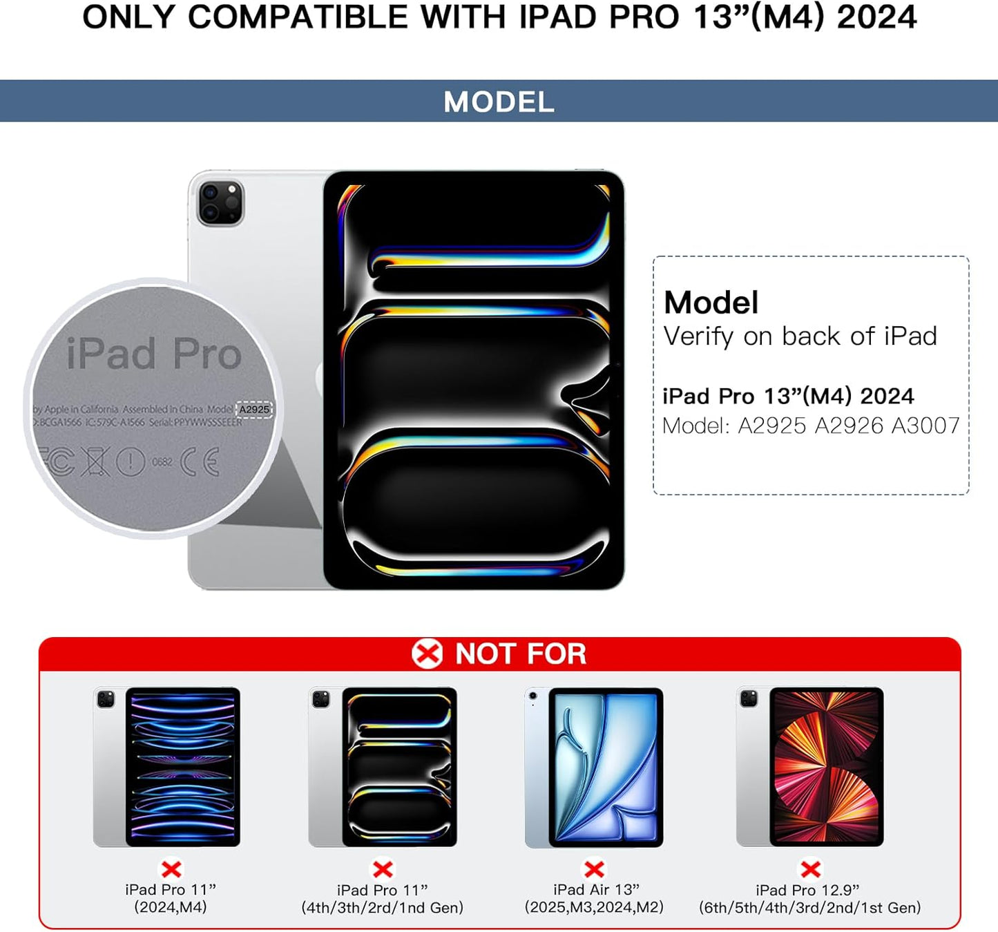 Ipad Pro 13' Case with Keyboard, and Pencil Buckle, Multi-Touch Trackpad, Magnetic Stand, Black