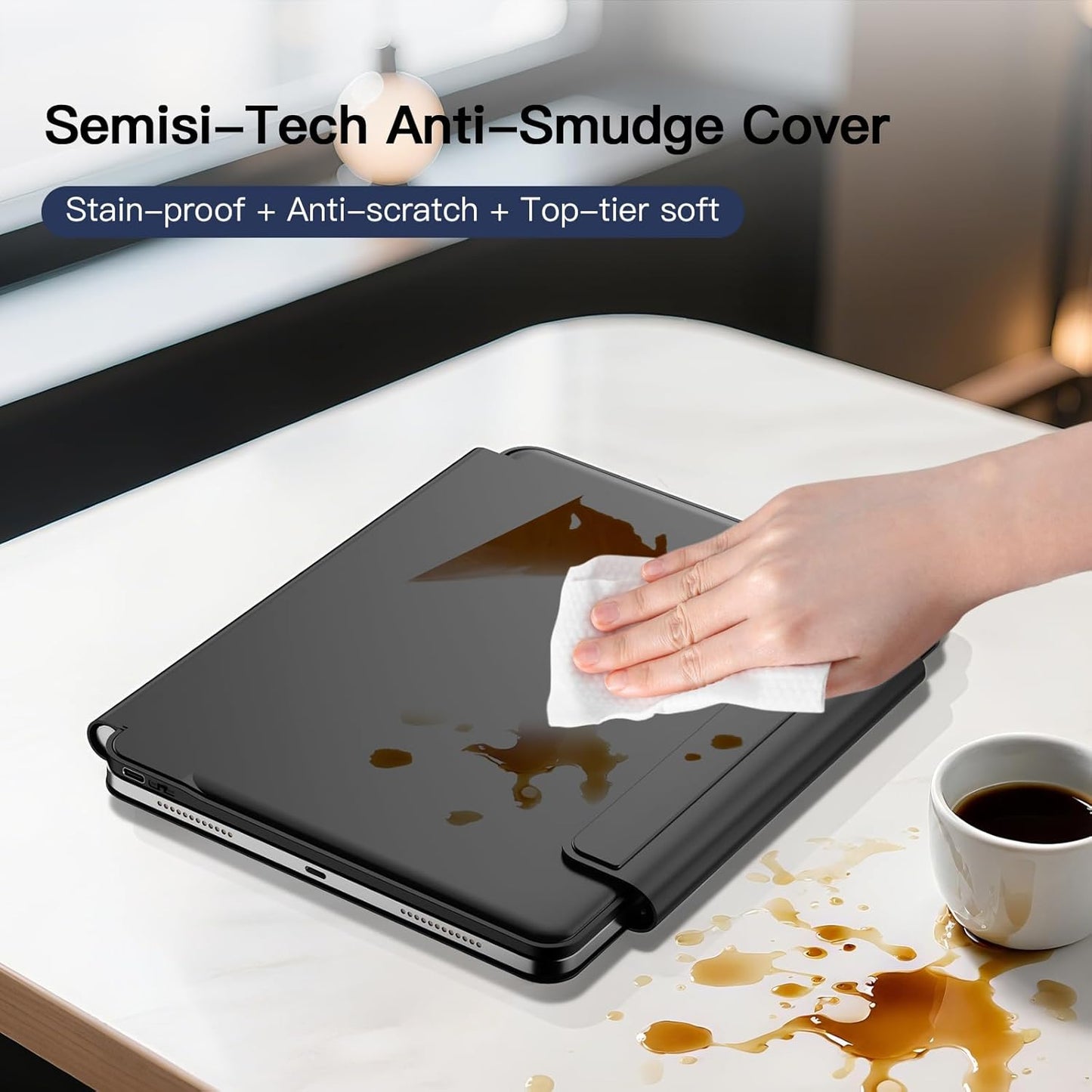 Ipad Pro 13' Case with Keyboard, and Pencil Buckle, Multi-Touch Trackpad, Magnetic Stand, Black