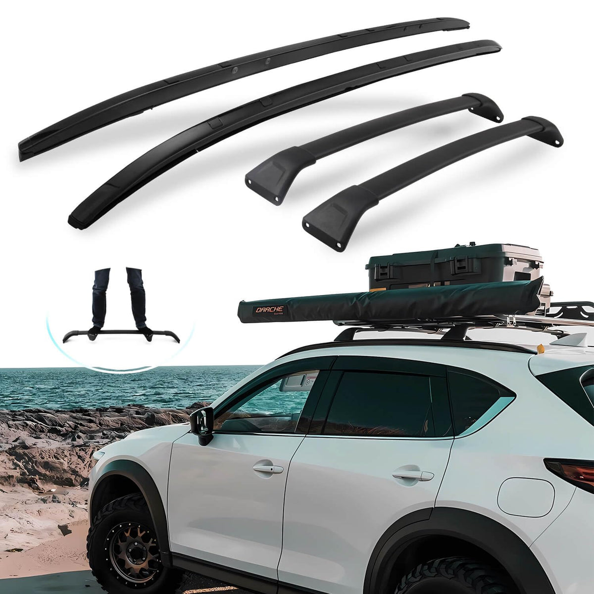 Roof Rails & Cross Bars for Mazda CX5 CX-5, Easy Installation, No Drilling Required, Complete Set in Sleek Black (2017-2025) Compatible with Mazda CX-5 2017-2025
