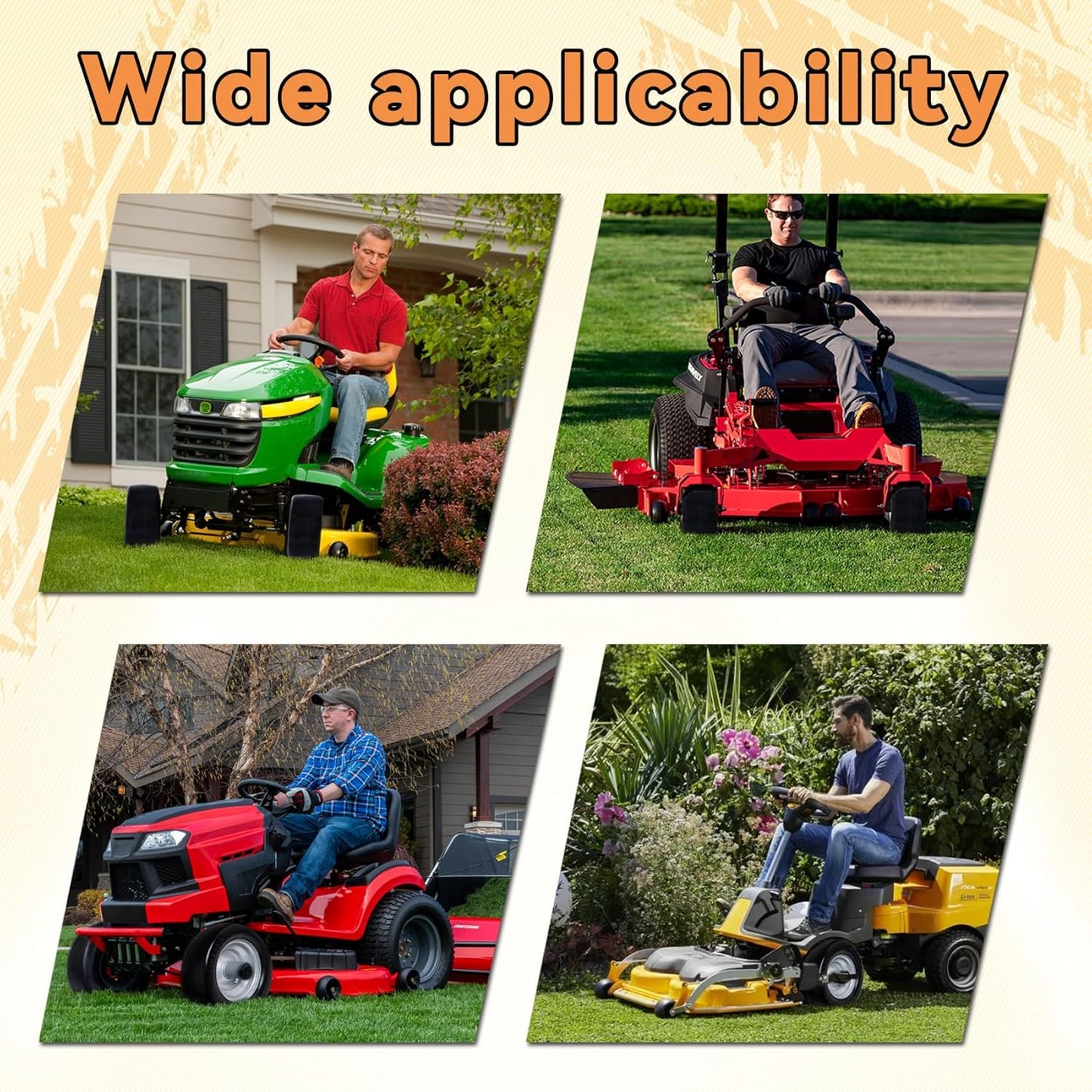 11x6.00-5 Zero Turn Flat Free Tires for Mower Front Tires with Upgraded 3/4', 5/8' and 1/2' Bearings