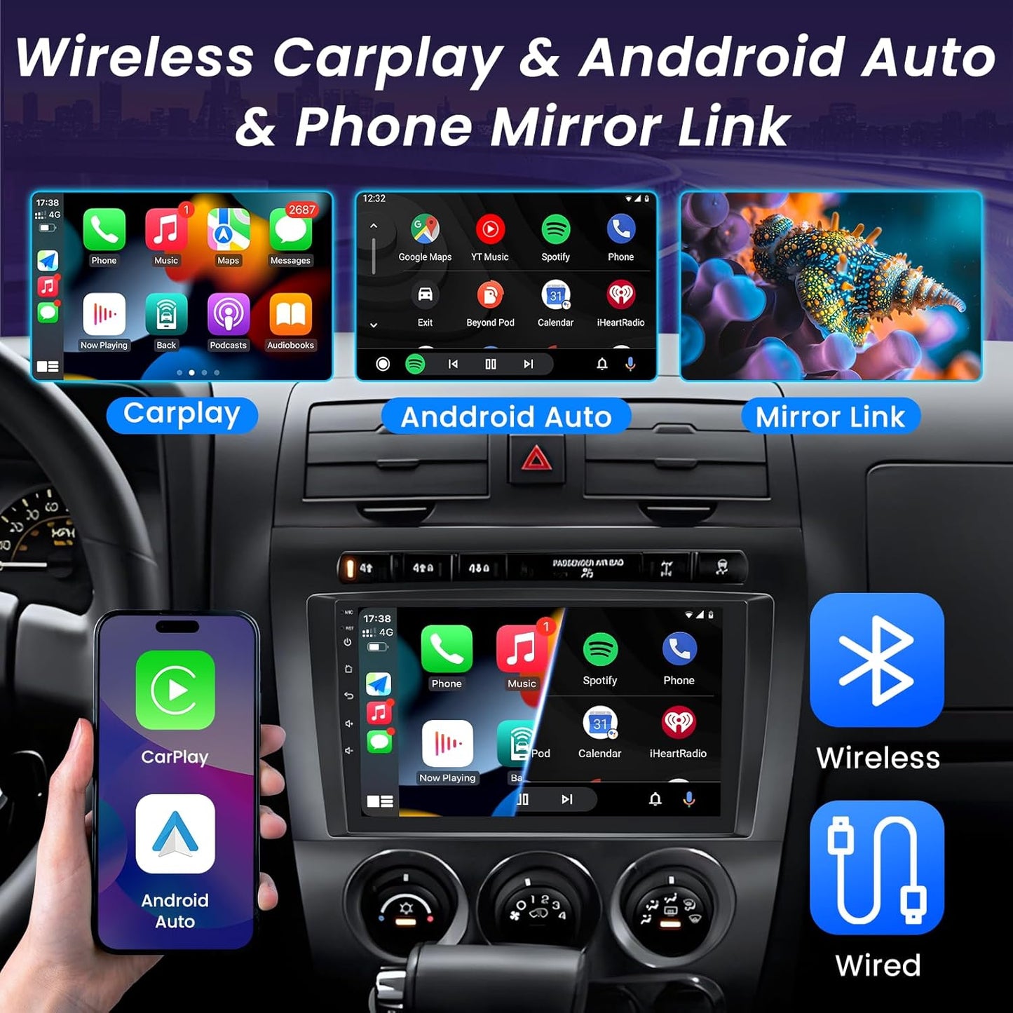 5G WiFi Car Radio Stereo for Hummer H3 2006-2010, 9inch 1280 * 800 HD IPS Touch Screen, Bluetooth