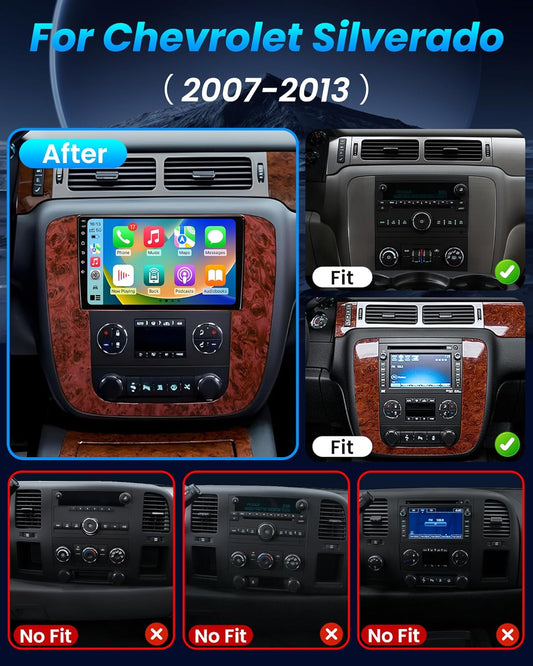 Radio for 2007-2013 Chevy Tahoe: Suburban GMC Yukon, 9' Touch Screen Wireless Carplay Android