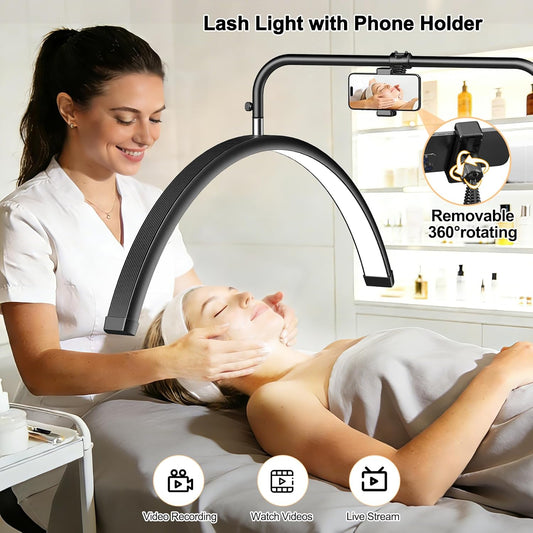 28' Half Moon Lash Light - Lash Lamp with 4X Magnifier & Phone Holder, Esthetician Light, for Eyelash Extensions,Nail