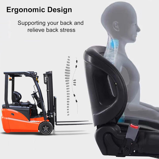 Universal Forklift Seat with Micro Switch, Tractor Seat with Seat Belt, Adjustable Mower Seat w/Back Pocket