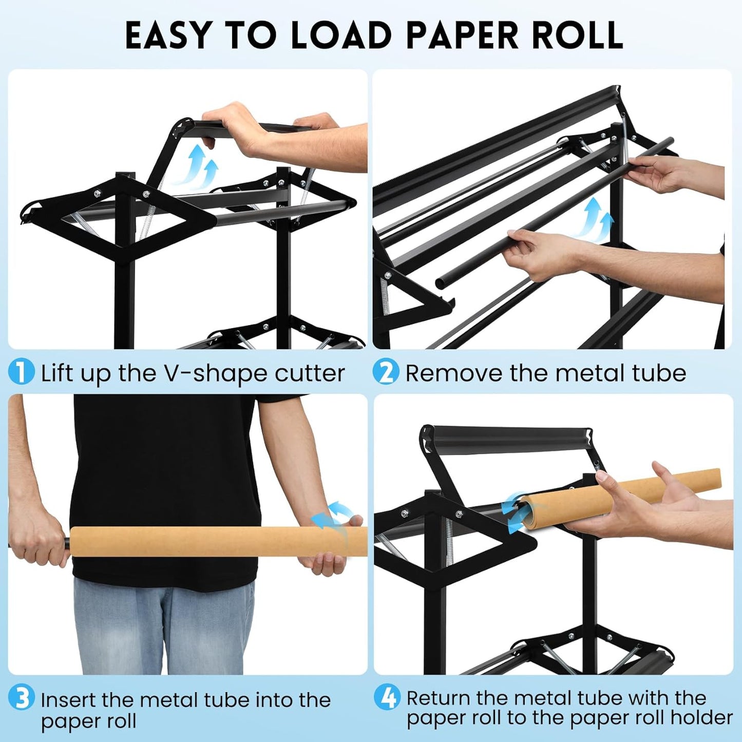 Butcher Paper Roll Dispenser Rack and Cutter Holds Up to 8 Roll 36'' W x 9' Dia Roll