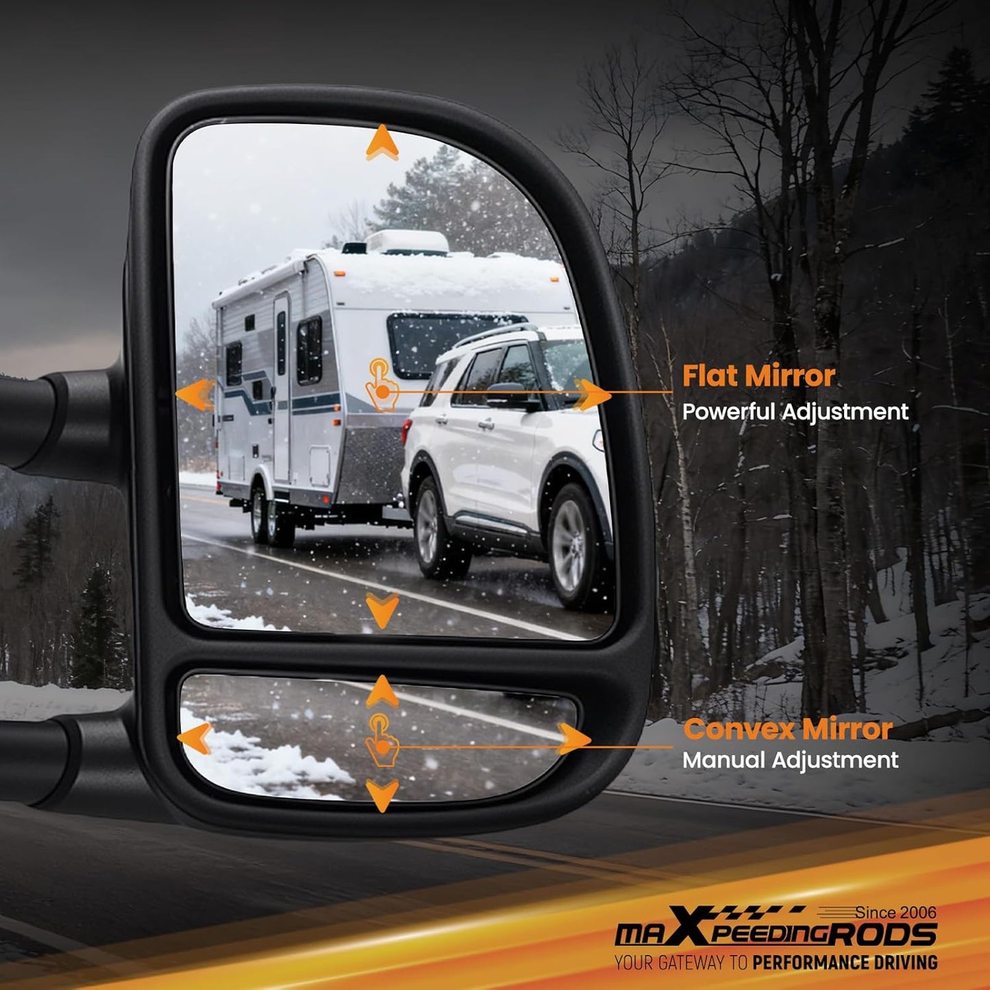 Pair Driver & Passenger Power Towing Mirror for Ford E-350 Super Duty/E-450 Super Duty/E-150/E-250 2009-2016