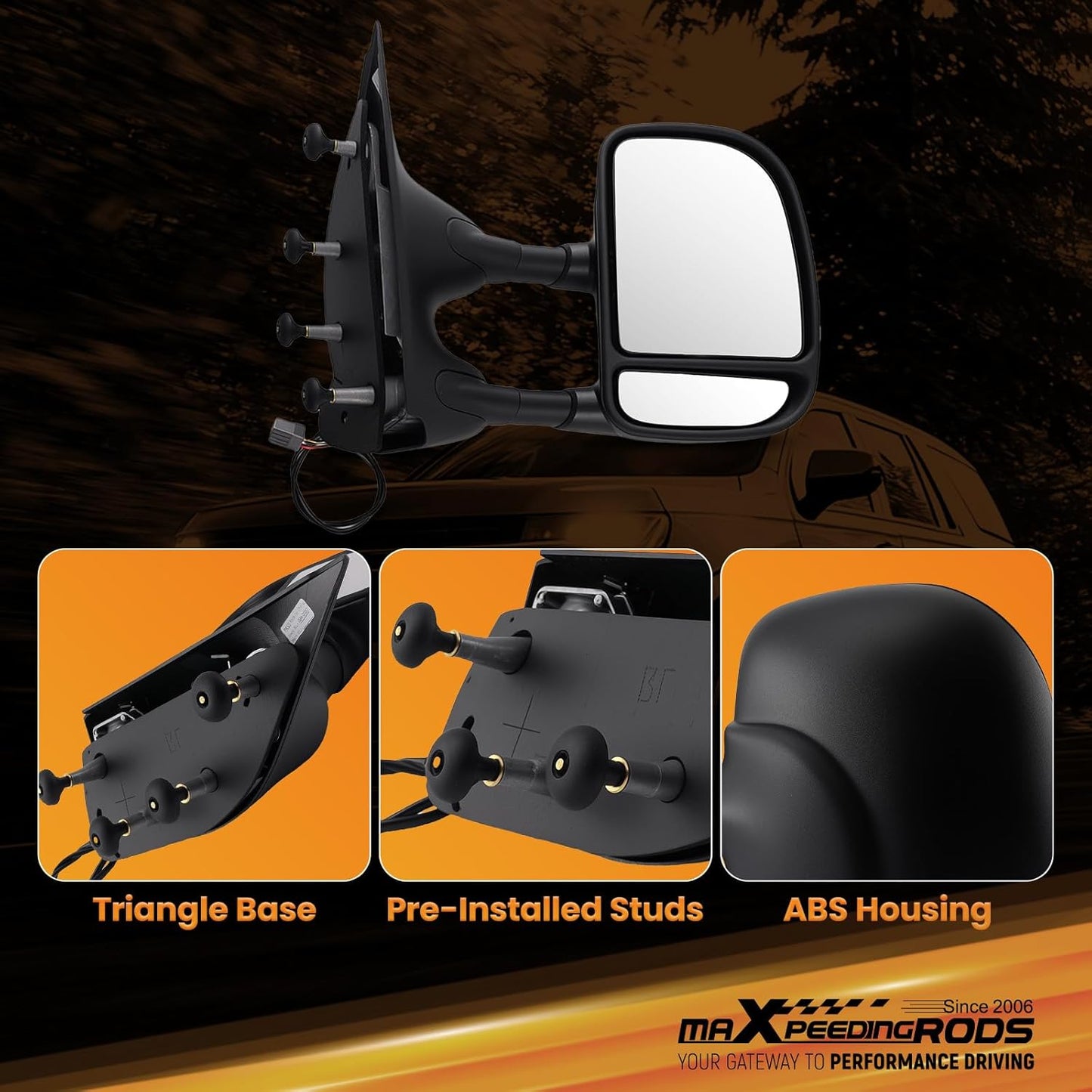 Pair Driver & Passenger Power Towing Mirror for Ford E-350 Super Duty/E-450 Super Duty/E-150/E-250 2009-2016