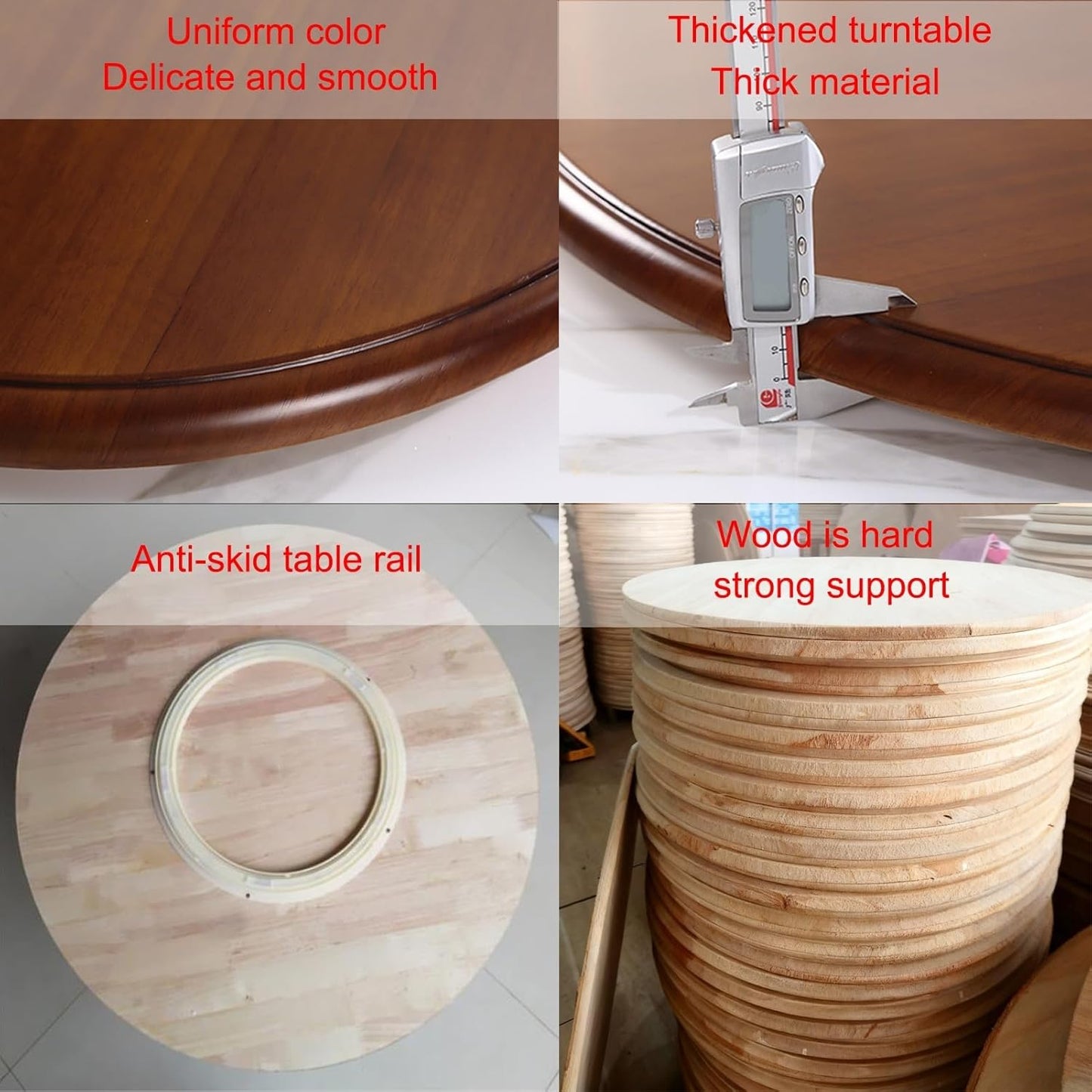 Wooden Dining Table Turntable, 31.5' Round Lazy Susan Turntable Silent Smooth, Easy to Clean