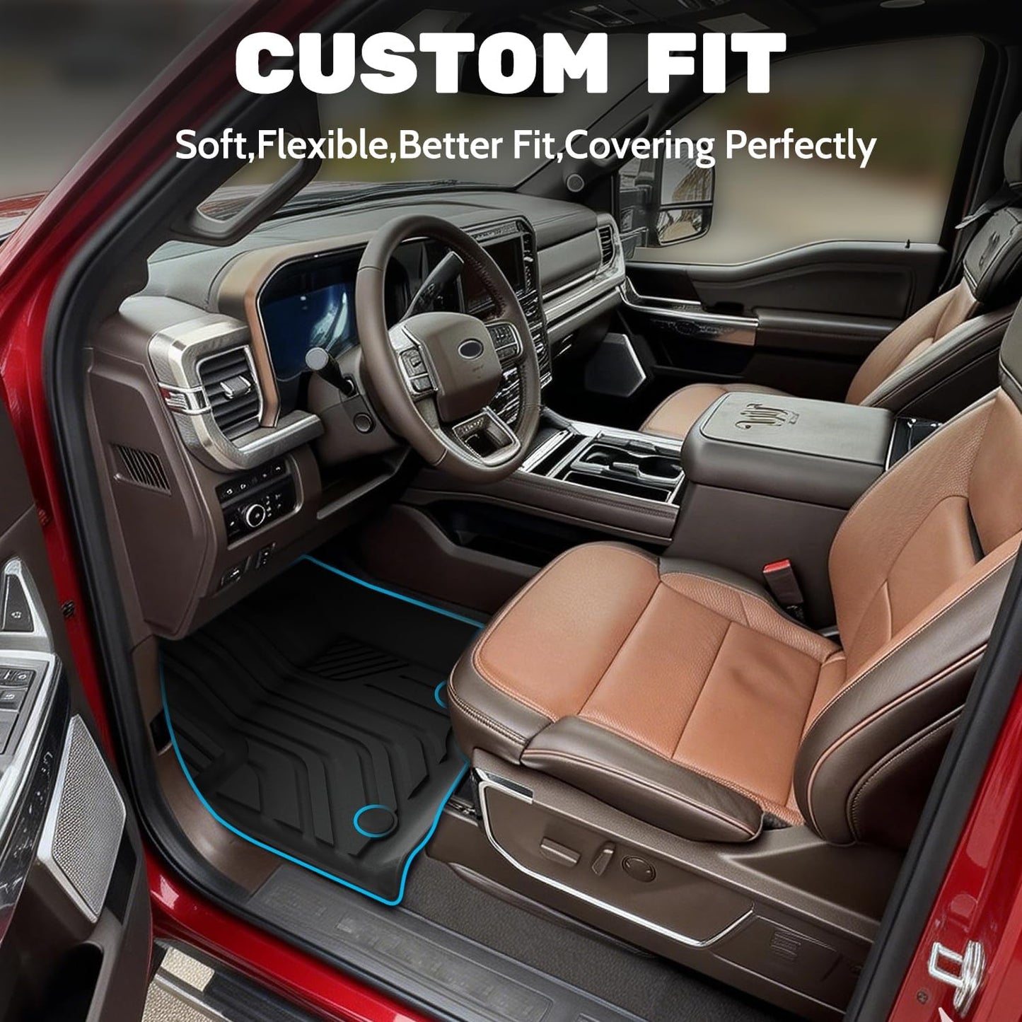 TPE All Weather Floor Mats for 2017-2025 Ford F-250/F-350/F-450 SUPERCREW CAB ONLY w/ Fold Flat Storage