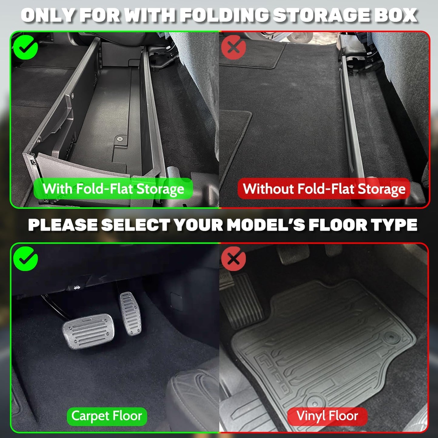 TPE All Weather Floor Mats for 2017-2025 Ford F-250/F-350/F-450 SUPERCREW CAB ONLY w/ Fold Flat Storage