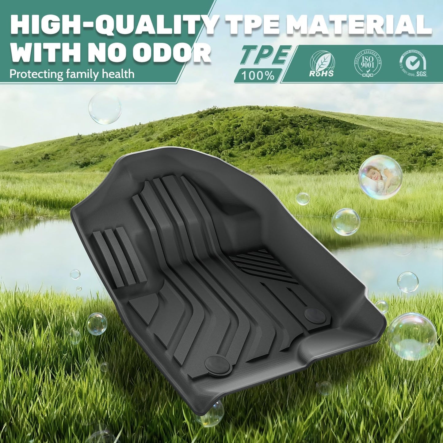 TPE All Weather Floor Mats for 2017-2025 Ford F-250/F-350/F-450 SUPERCREW CAB ONLY w/ Fold Flat Storage