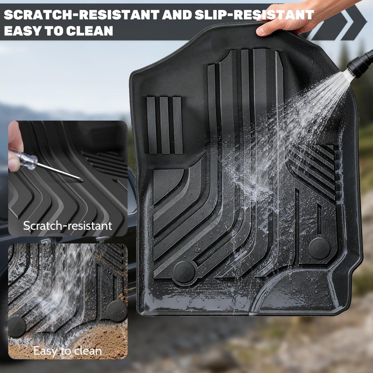 TPE All Weather Floor Mats for 2017-2025 Ford F-250/F-350/F-450 SUPERCREW CAB ONLY w/ Fold Flat Storage