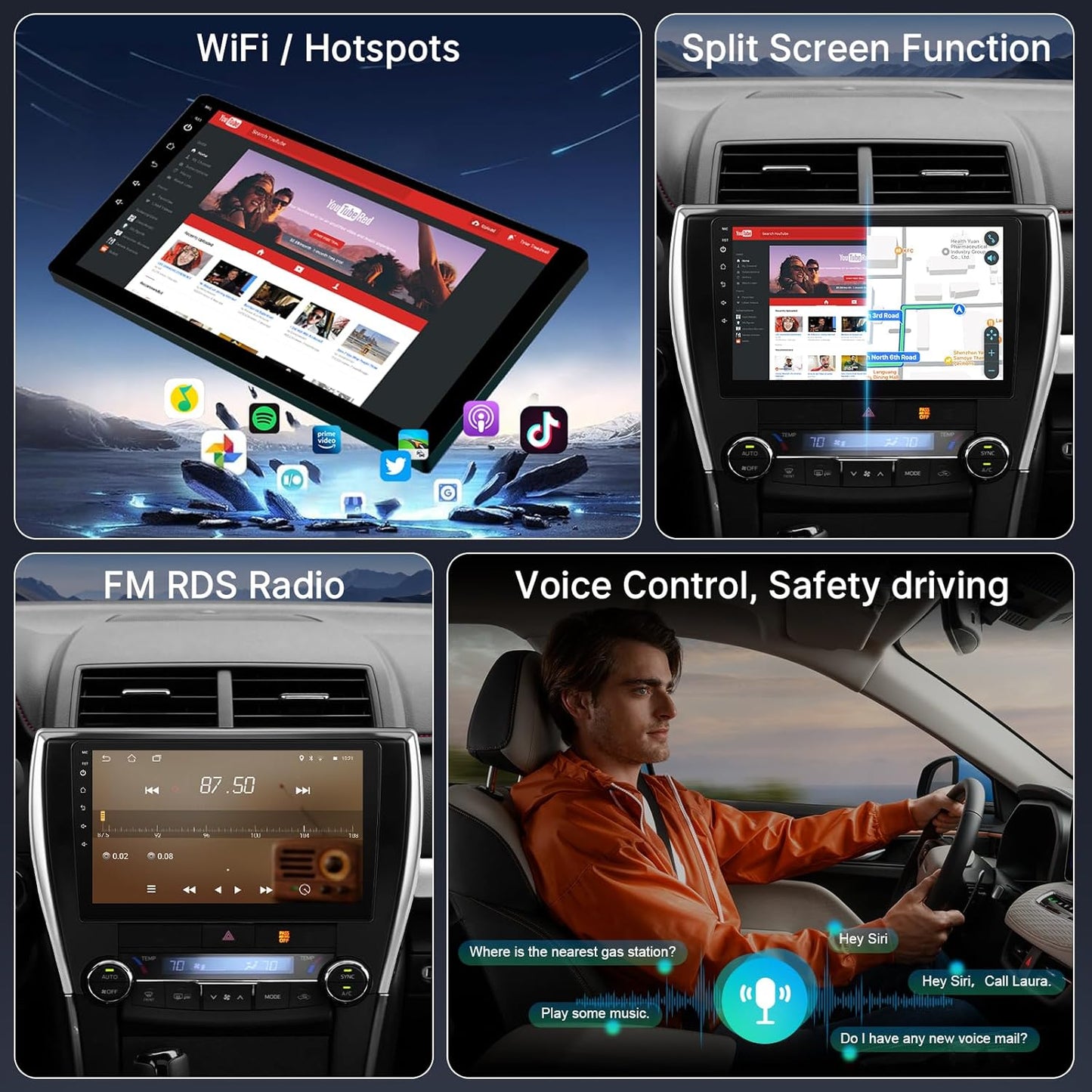 Android Car Radio for Toyota Camry 2015-2017 Wireless Carplay & Android Auto, 10.1 Inch IPS Touch Screen