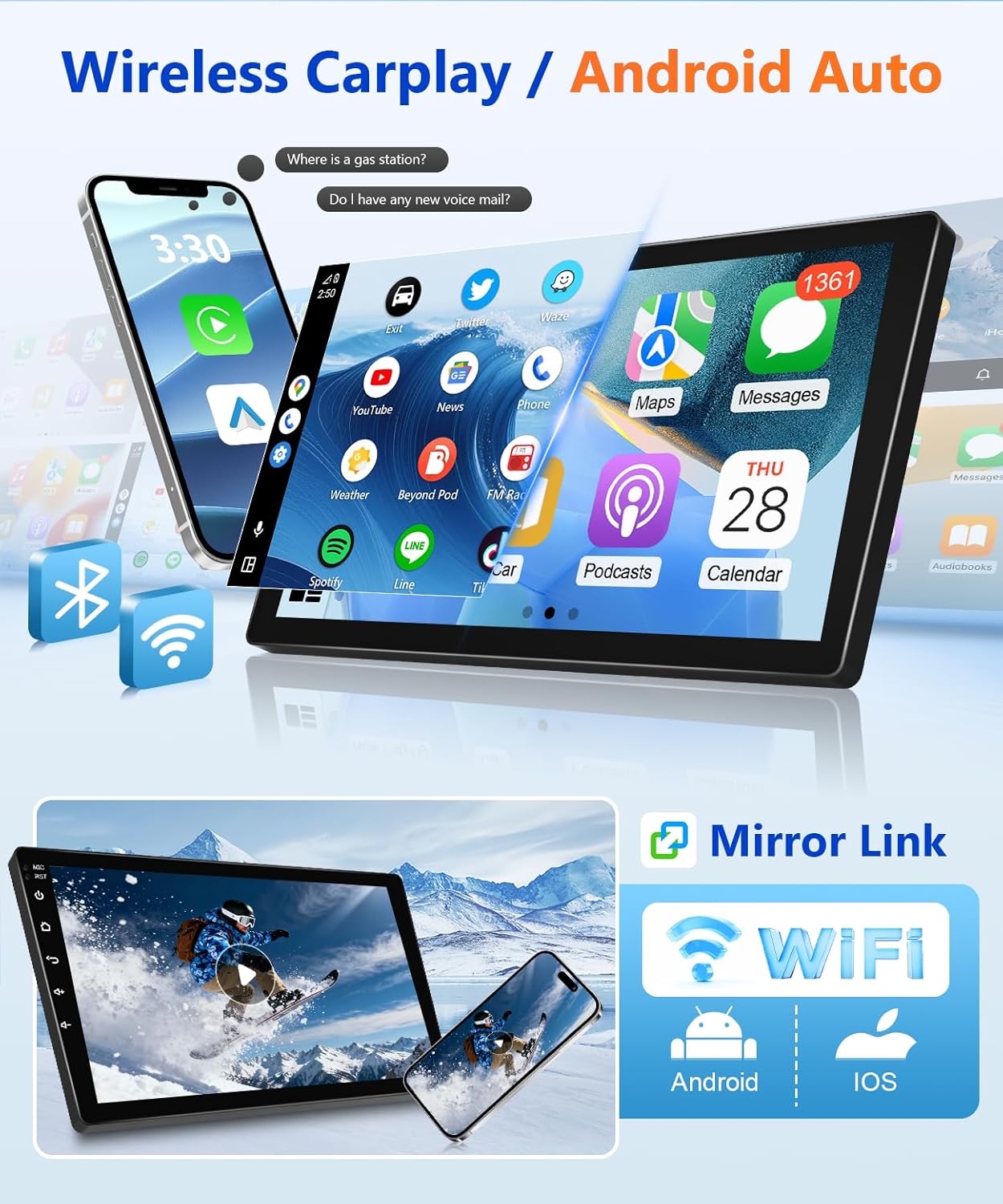 8-Core Android/Apple Carplay Stereo for Honda Civic 2006- 2011 Wireless, 10.1IN IPS Touch Screen