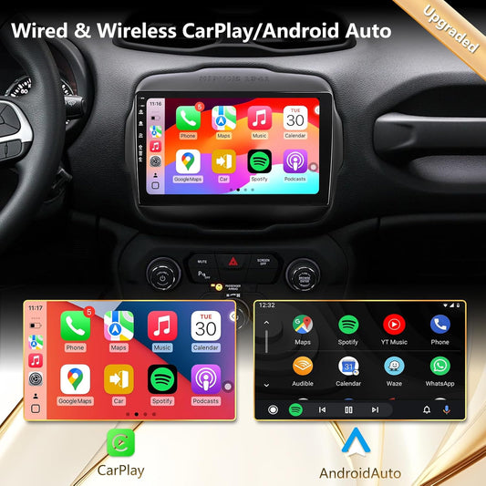 5G Wifi Car Radio for Jeep Renegade 2015-2020, Android13 Wireless CarPlay/Android, Touchscreen