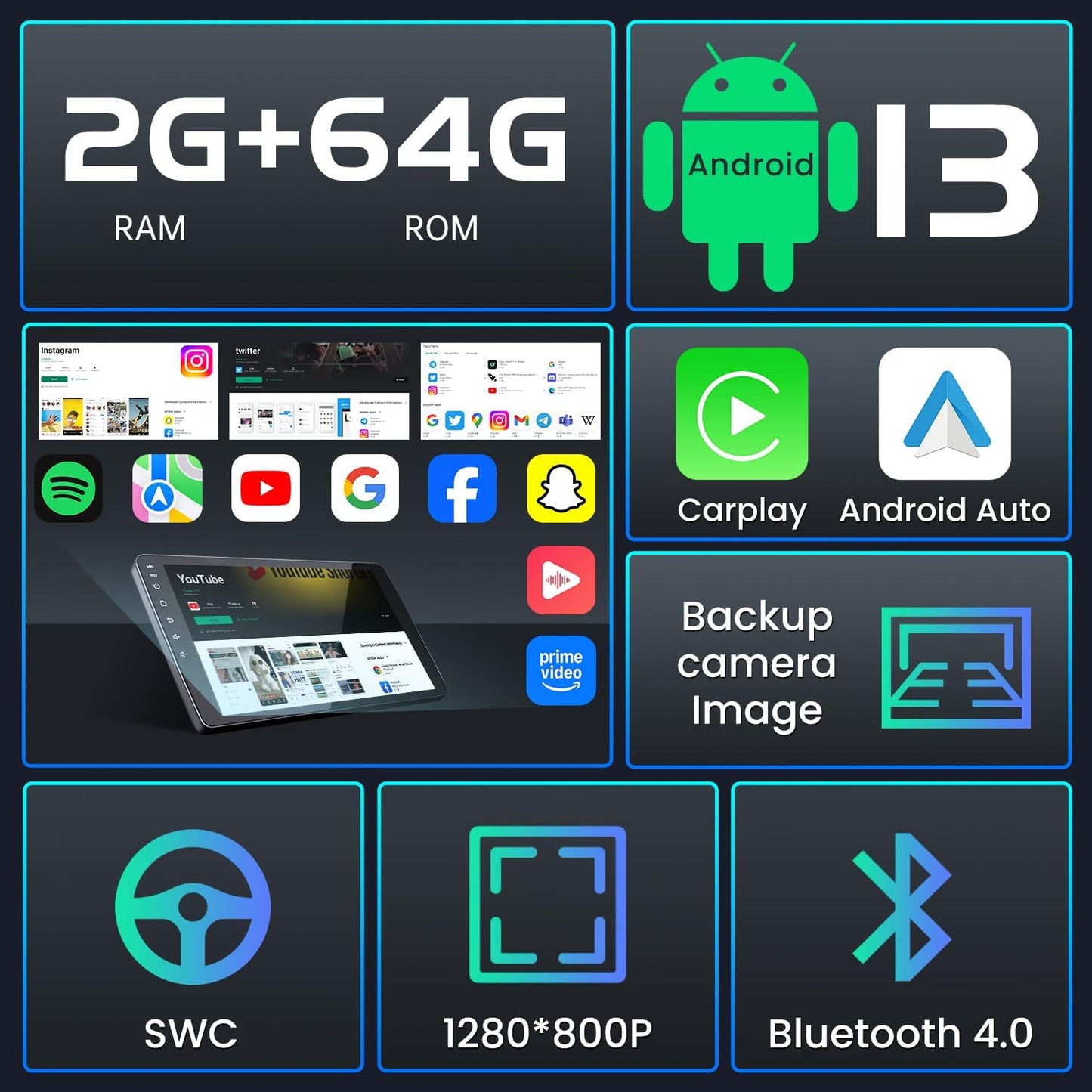 Radio Stereo for Ford Transit 150 250 350 2015-2019, 9 Inch IPS Touchscreen, Wireless CarPlay Android
