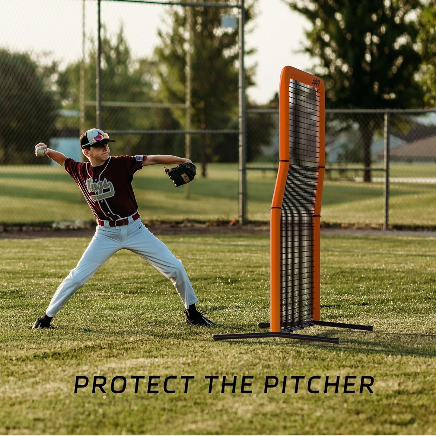 Z-Screen, Pro Baseball Pitching Screen 7x5FT, Softball Protective Net for Field, Portable Pitcher Safety Screen