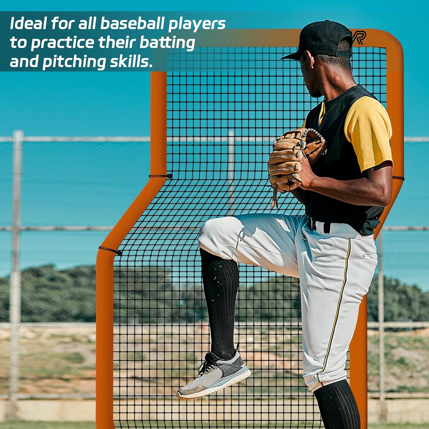 Z-Screen, Pro Baseball Pitching Screen 7x5FT, Softball Protective Net for Field, Portable Pitcher Safety Screen